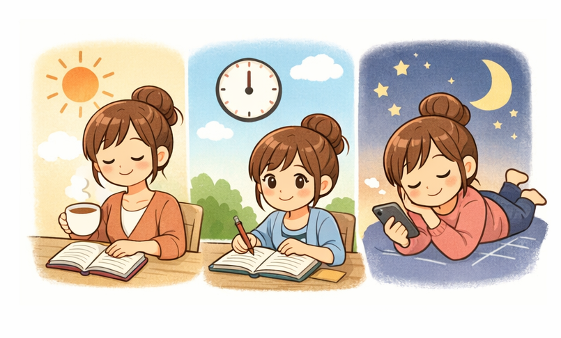 朝昼夜の勉強イメージ