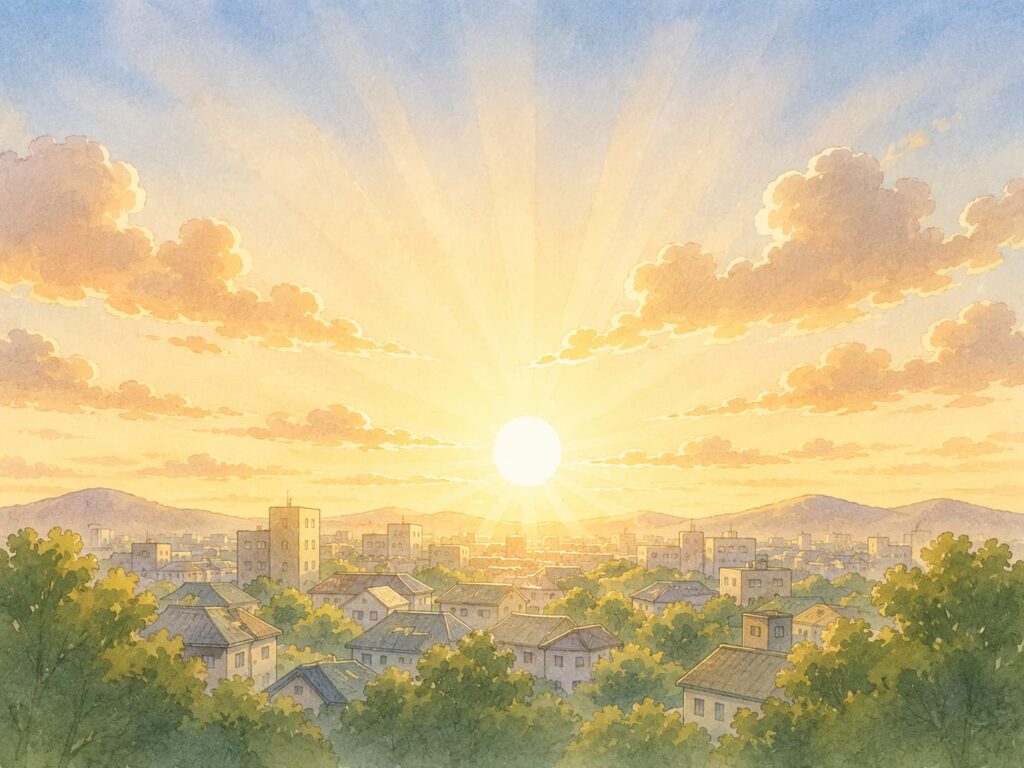 朝日が昇る